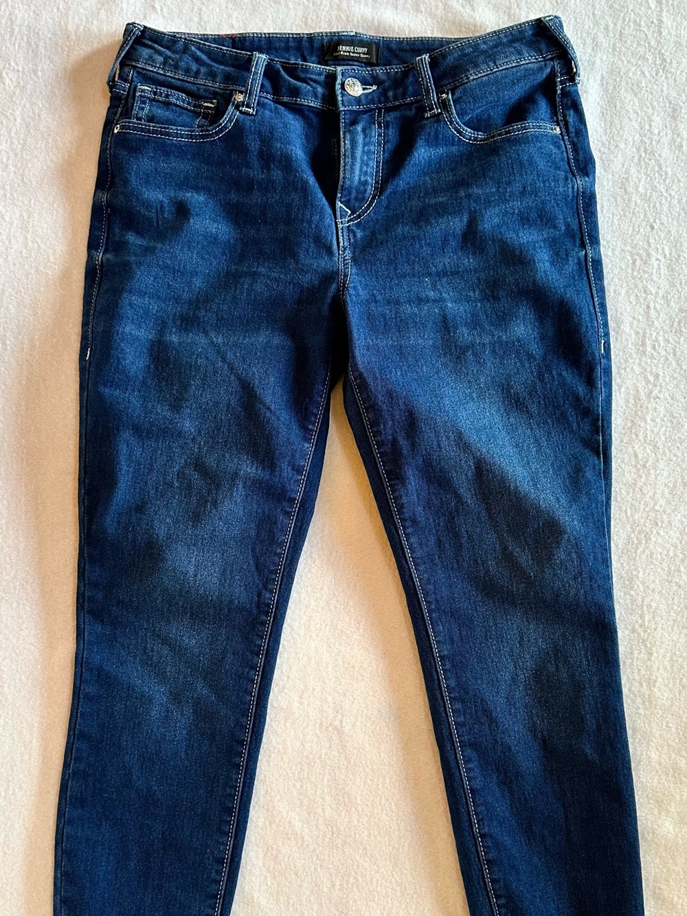 True Religion Jennie Curvy Mid Rise Super Skinny Jeans Dark Wash Indigo Size 29
